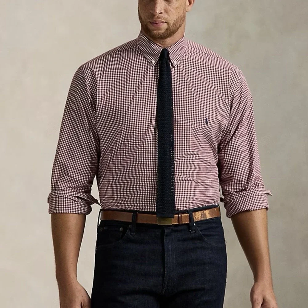 Polo Ralph Lauren Dark Red Gingham Cotton Button‎ Down Shirt XL